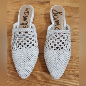 Sam Edelman White Woven Mules Size 8